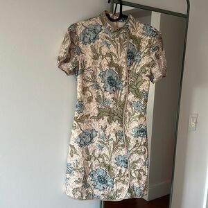 Floral Print Cheongsam Inspired Mini Dress